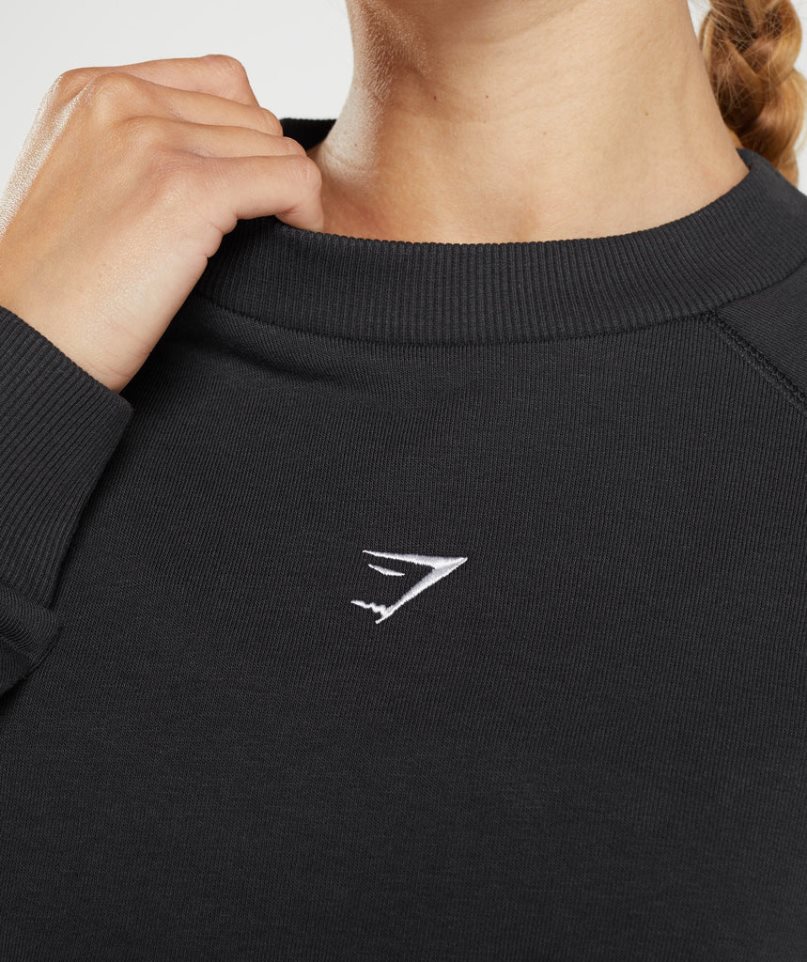 Women's Gymshark Training Cropped Sweatshirts Black | CA 57A1D0